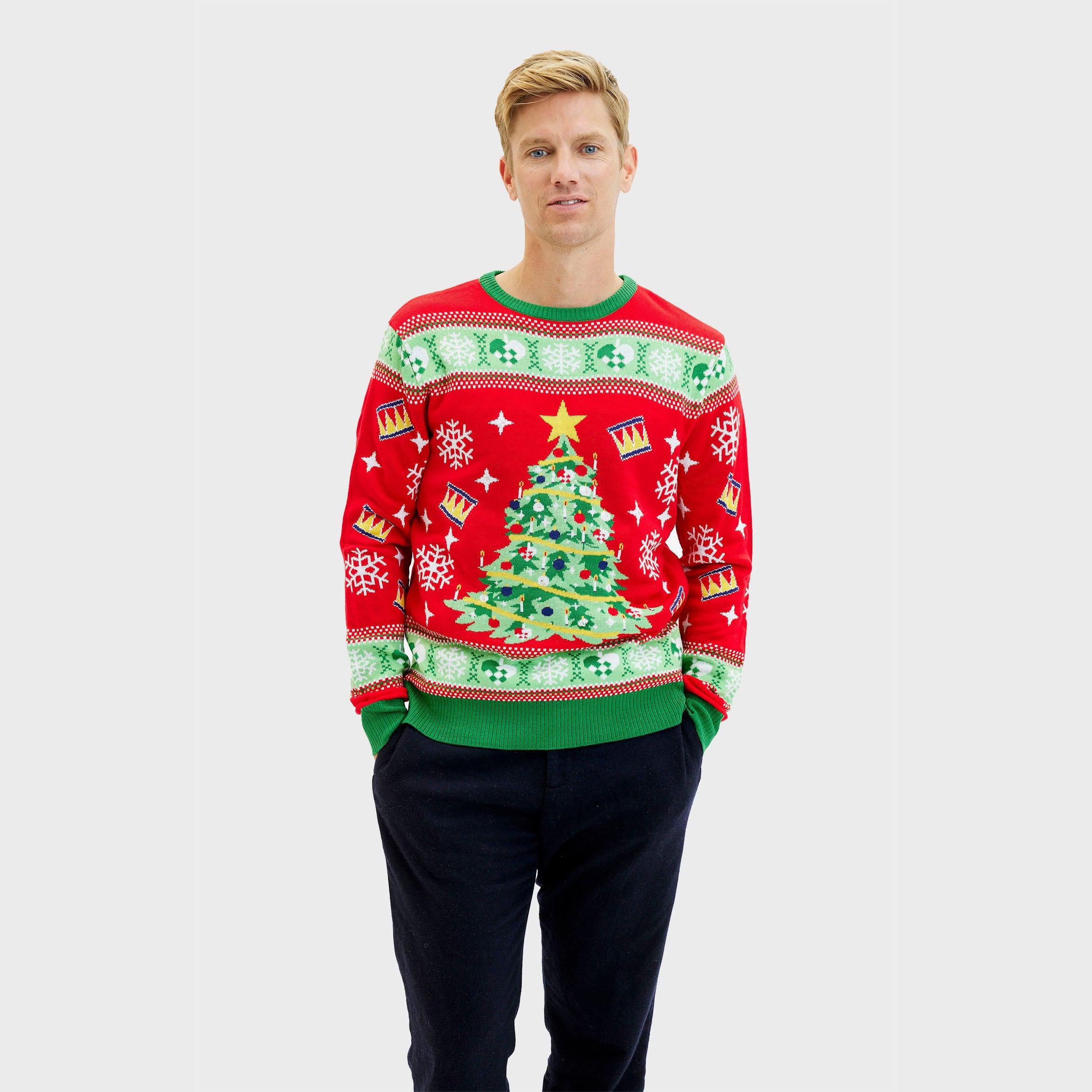 Pull De Noël De L'arbre Rouge - Homme